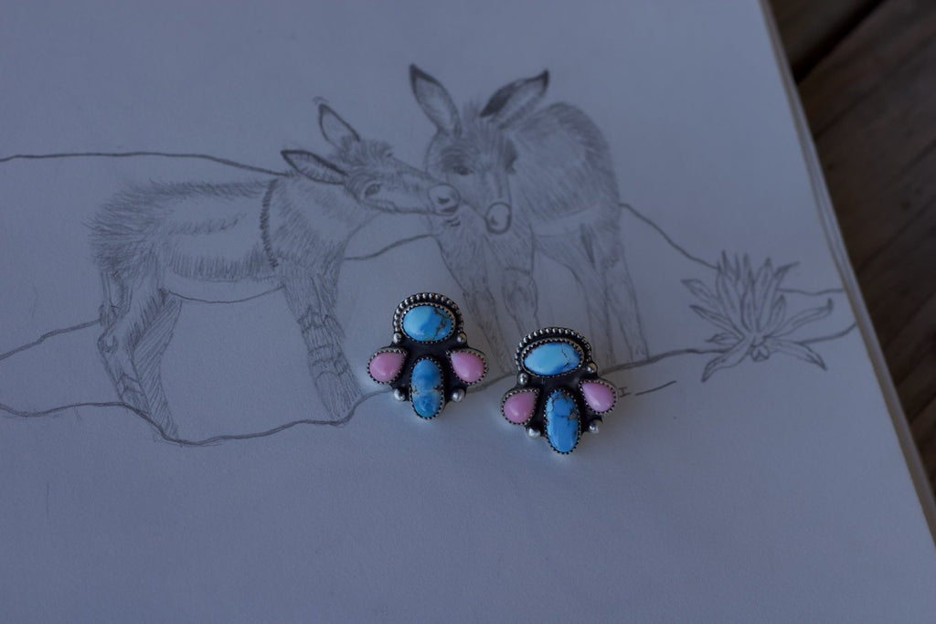 Pink Skies Cluster Earrings