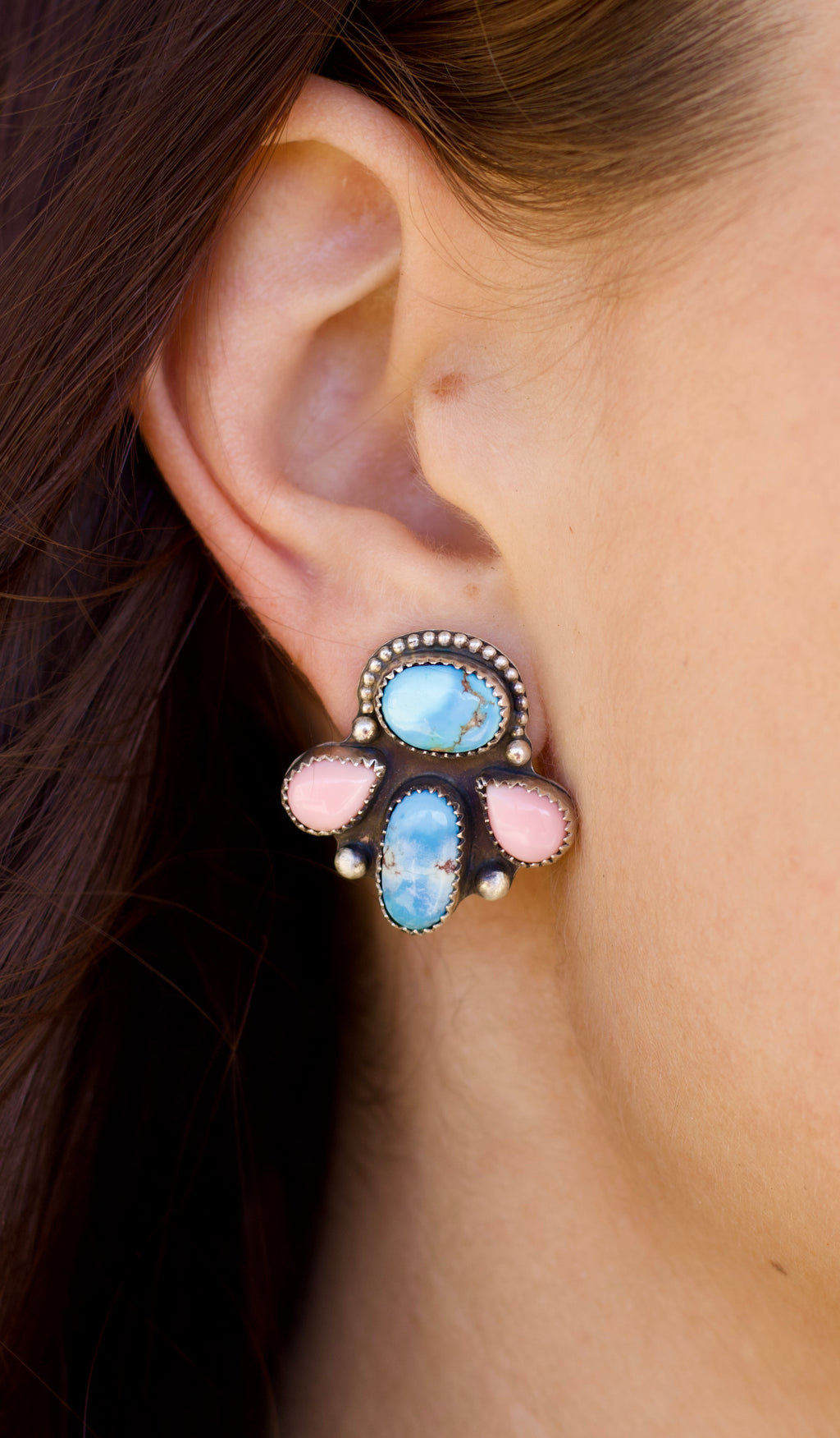 Pink Skies Cluster Earrings