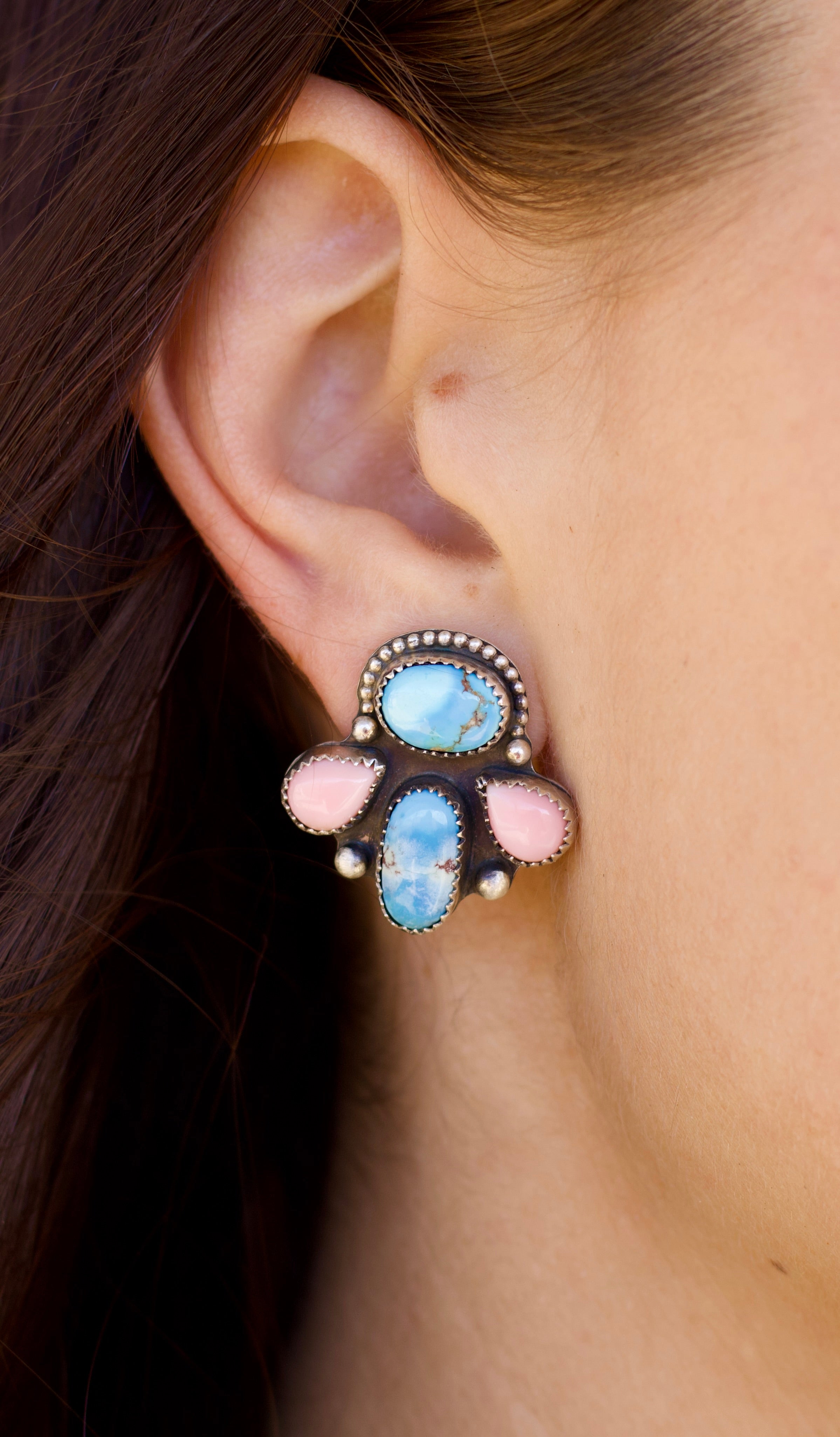 Pink Skies Cluster Earrings